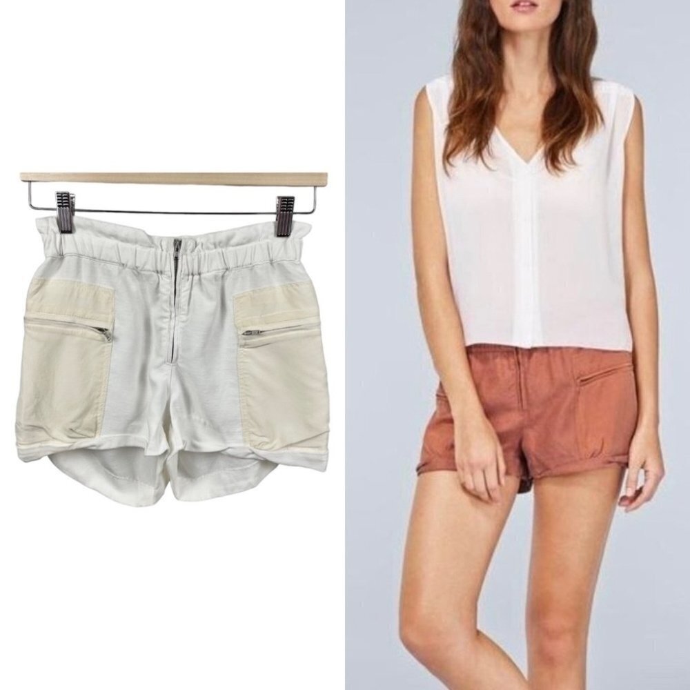 ** Wilfred Paradis White Linen and Silk Pocket Shorts Size 00